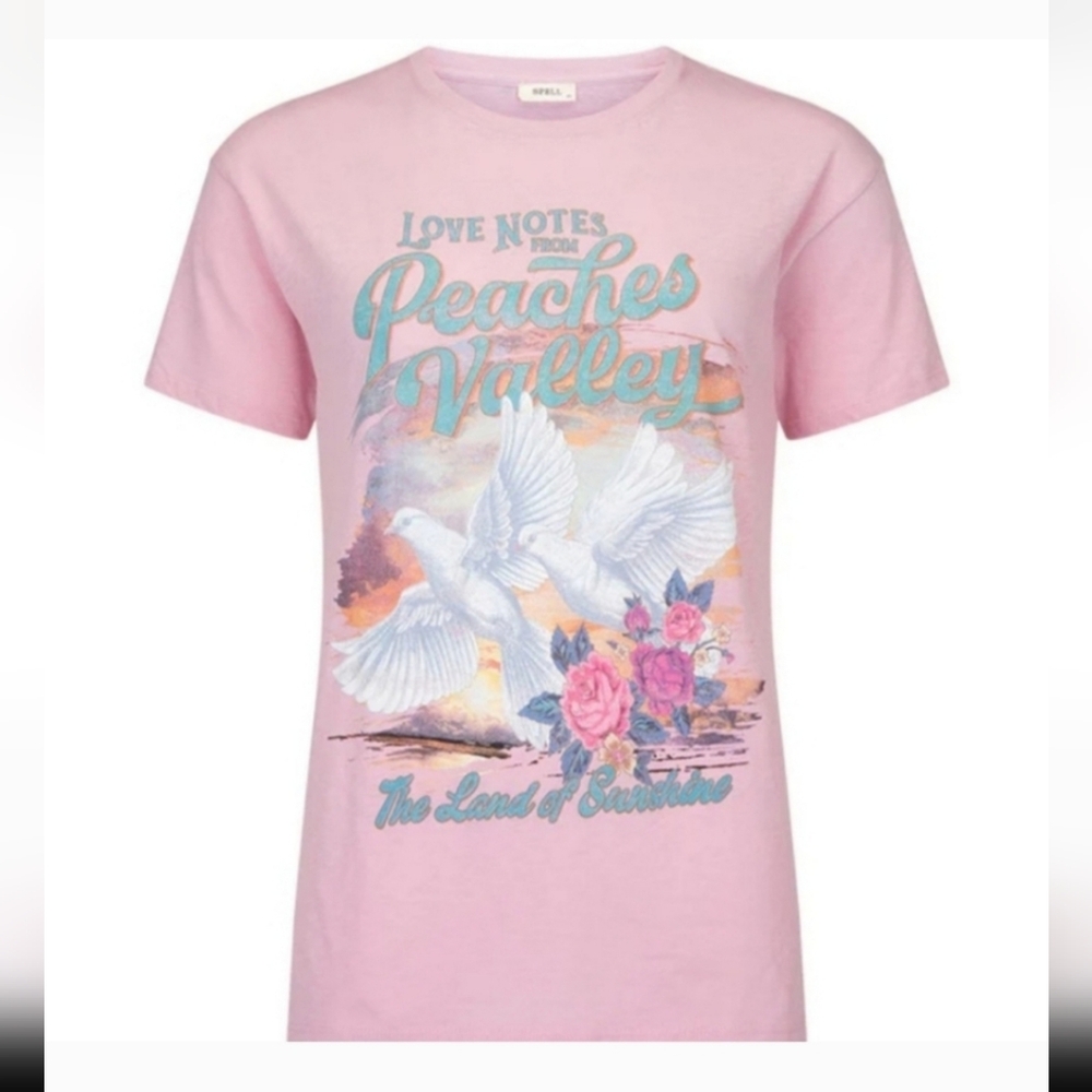Spell Peaches Biker Tee Pink Oversized Tshirt Small